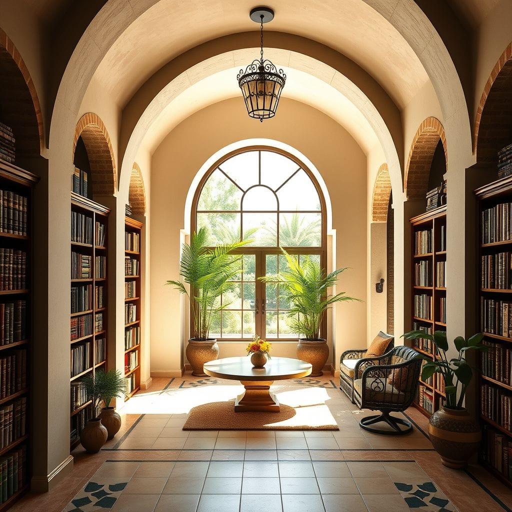 Mediterranean library - AI Generated