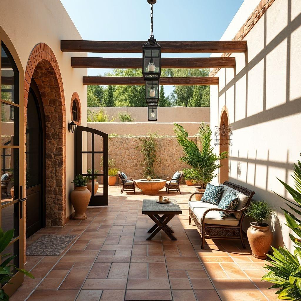 Mediterranean outdoor patio - AI Generated