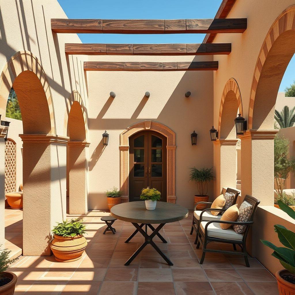 Mediterranean outdoor patio - AI Generated