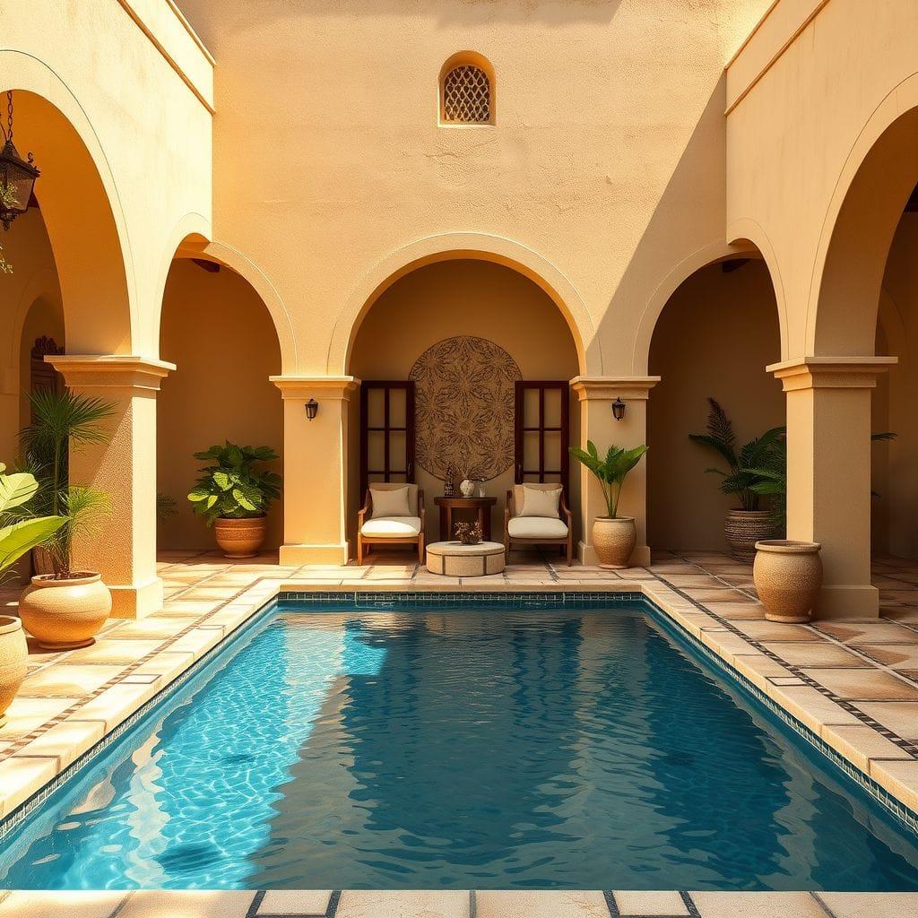 Mediterranean outdoor pool area - AI Generated