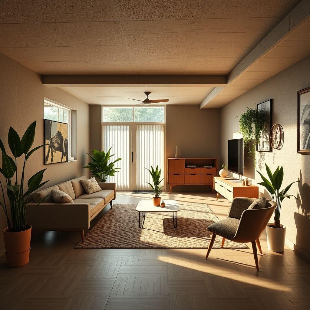 Midcentury Modern basement - AI Generated