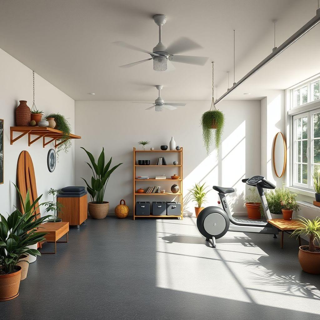 Midcentury Modern garage gym - AI Generated