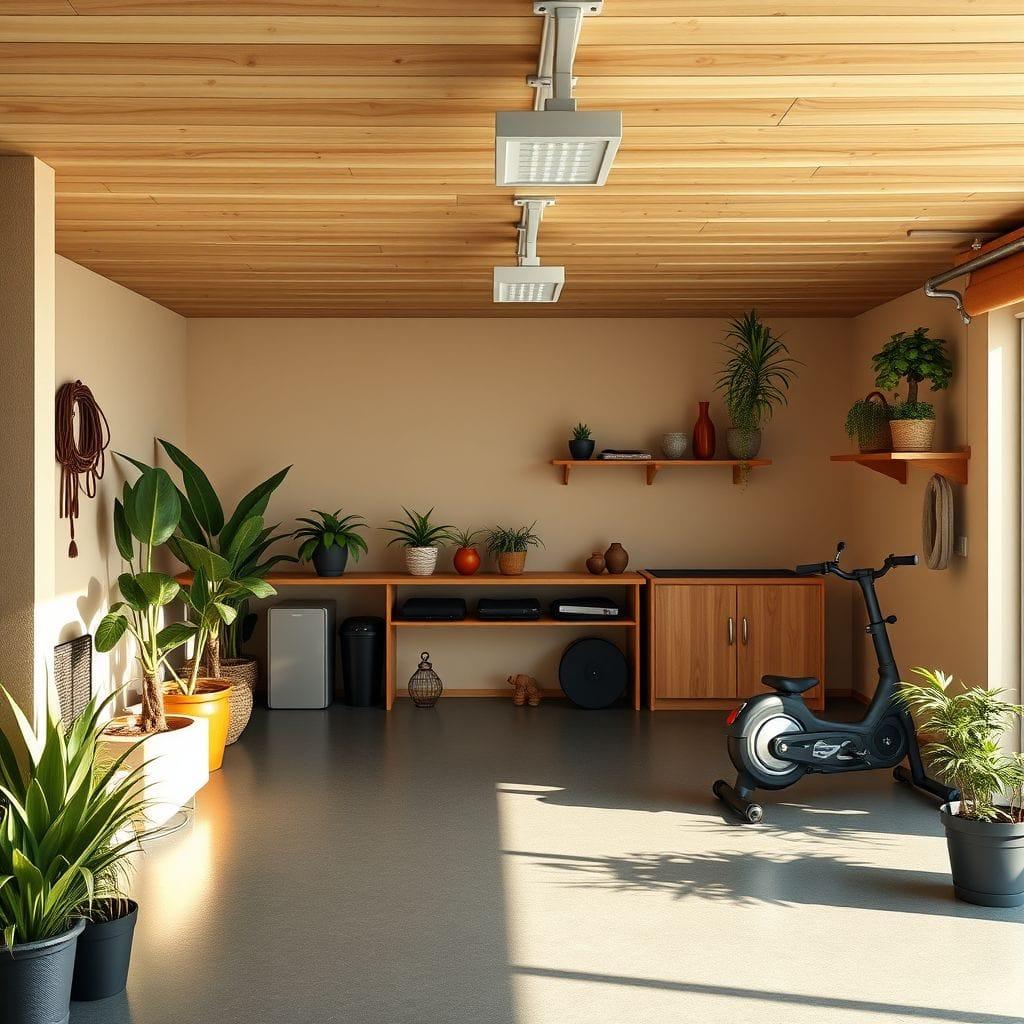 Midcentury Modern garage gym - AI Generated