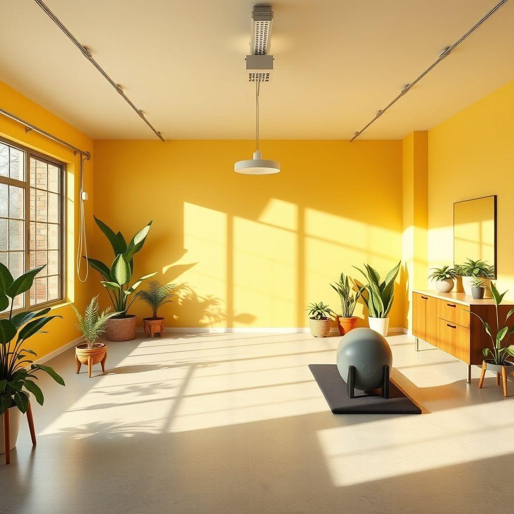 Midcentury Modern garage gym - AI Generated