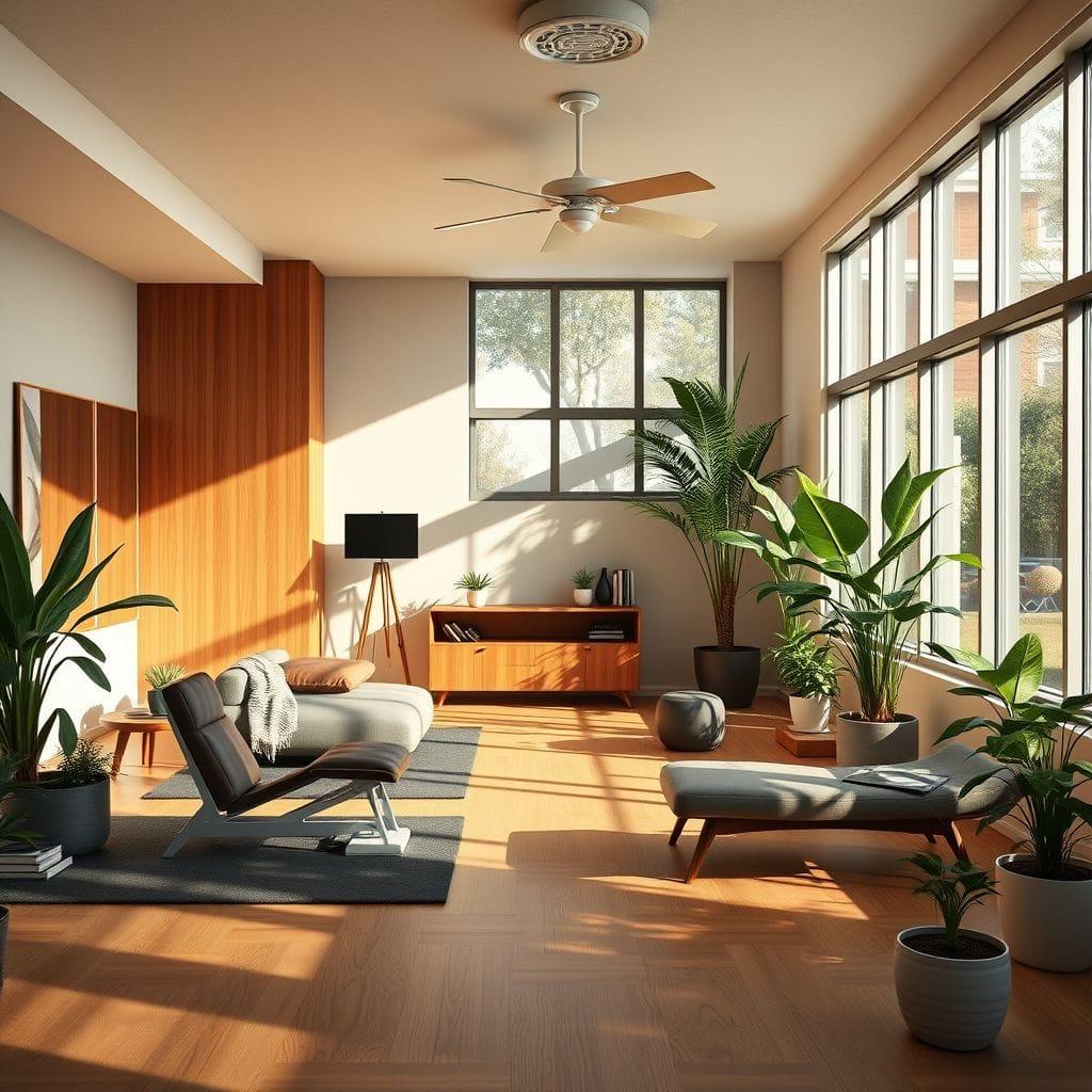 Midcentury Modern home gym - AI Generated