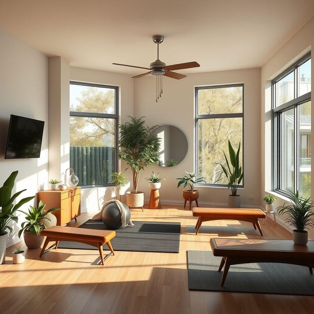 Midcentury Modern home gym - AI Generated