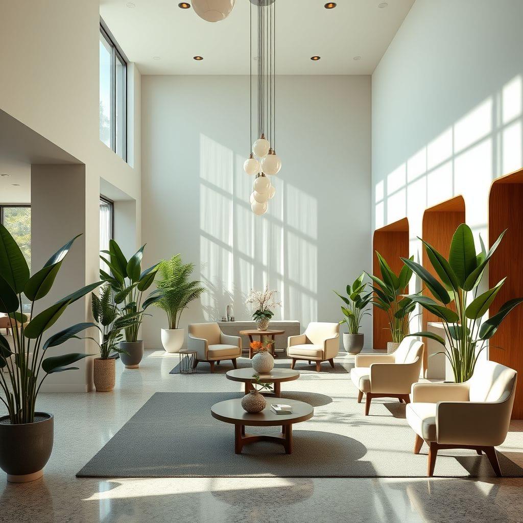 Midcentury Modern hotel lobby - AI Generated