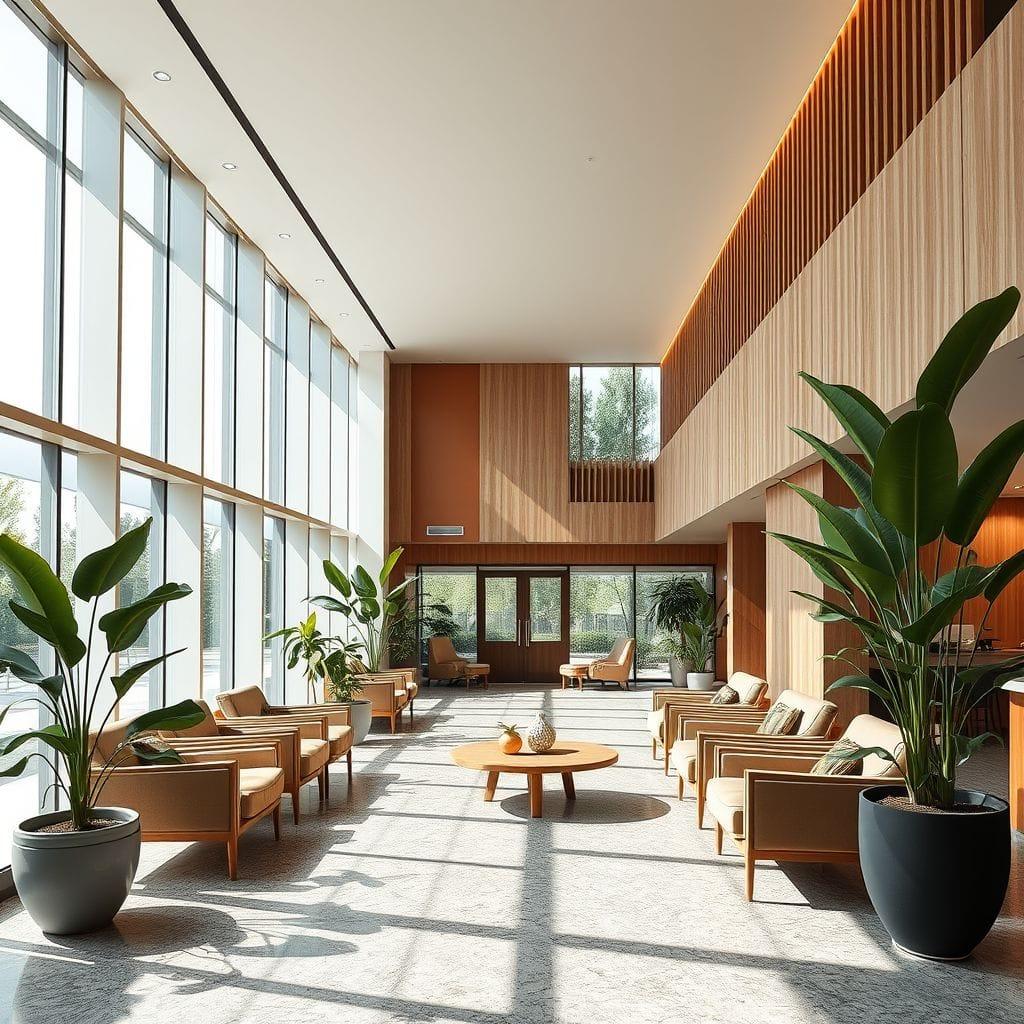 Midcentury Modern hotel lobby - AI Generated