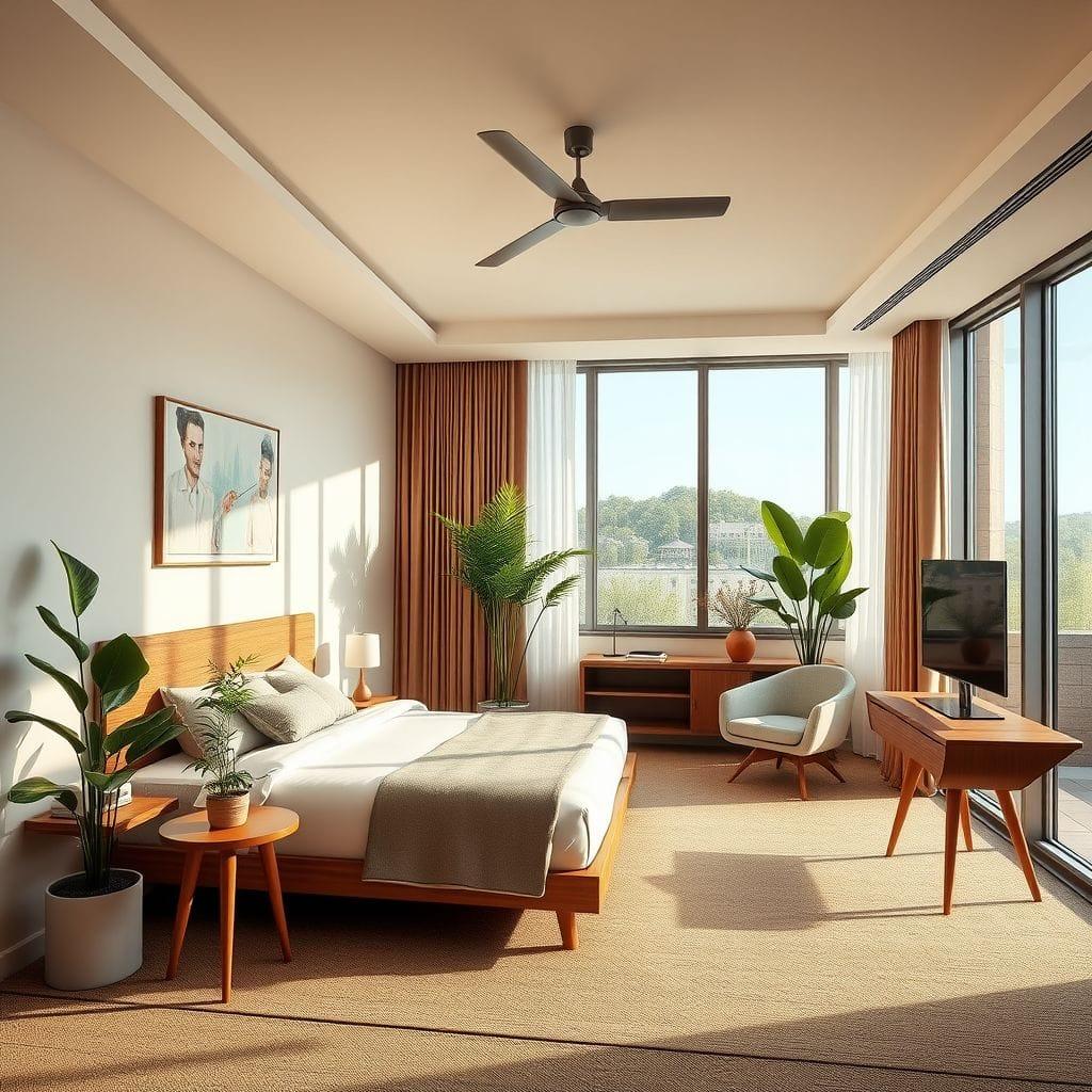 Midcentury Modern hotel room - AI Generated