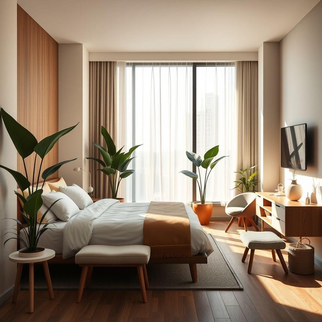 Midcentury Modern hotel room - AI Generated