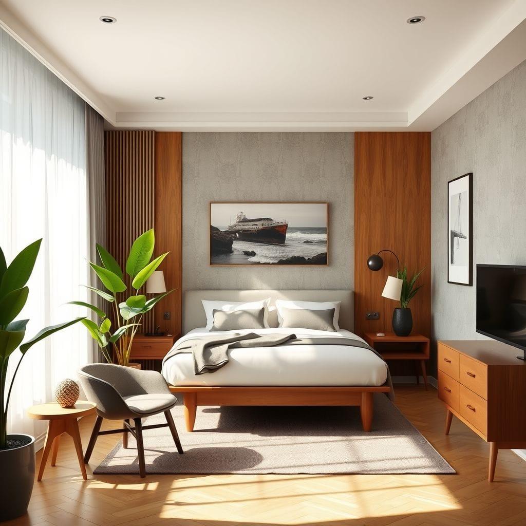 Midcentury Modern hotel room - AI Generated