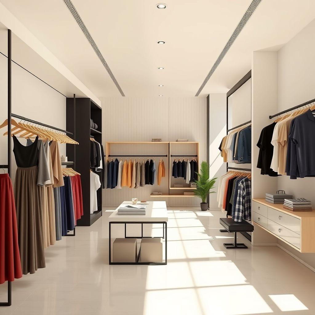 Minimalist clothing store - AI Generated
