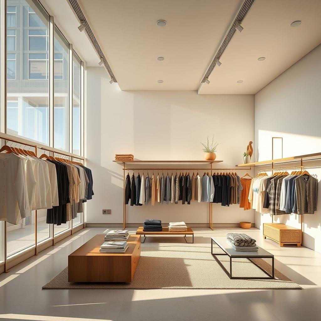 Minimalist clothing store - AI Generated