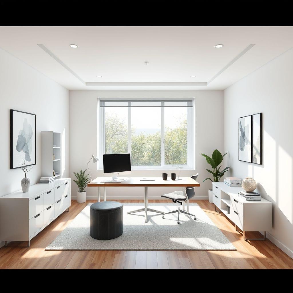Minimalist home office - AI Generated