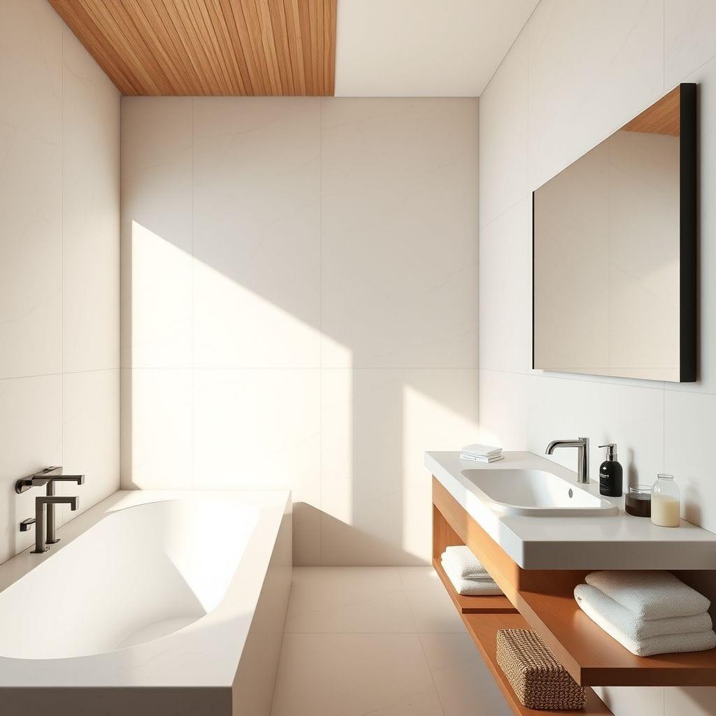 Minimalist hotel bathroom - AI Generated