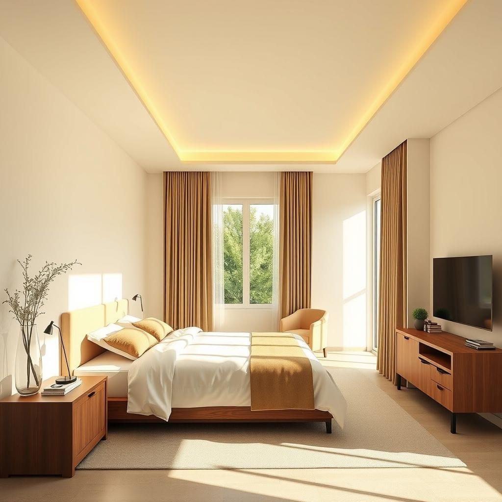 Minimalist hotel room - AI Generated