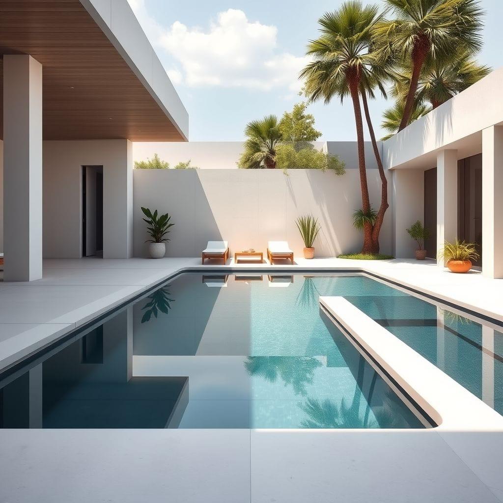 Minimalist outdoor pool area - AI Generated