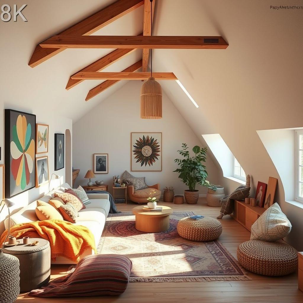 Modern Boho attic - AI Generated