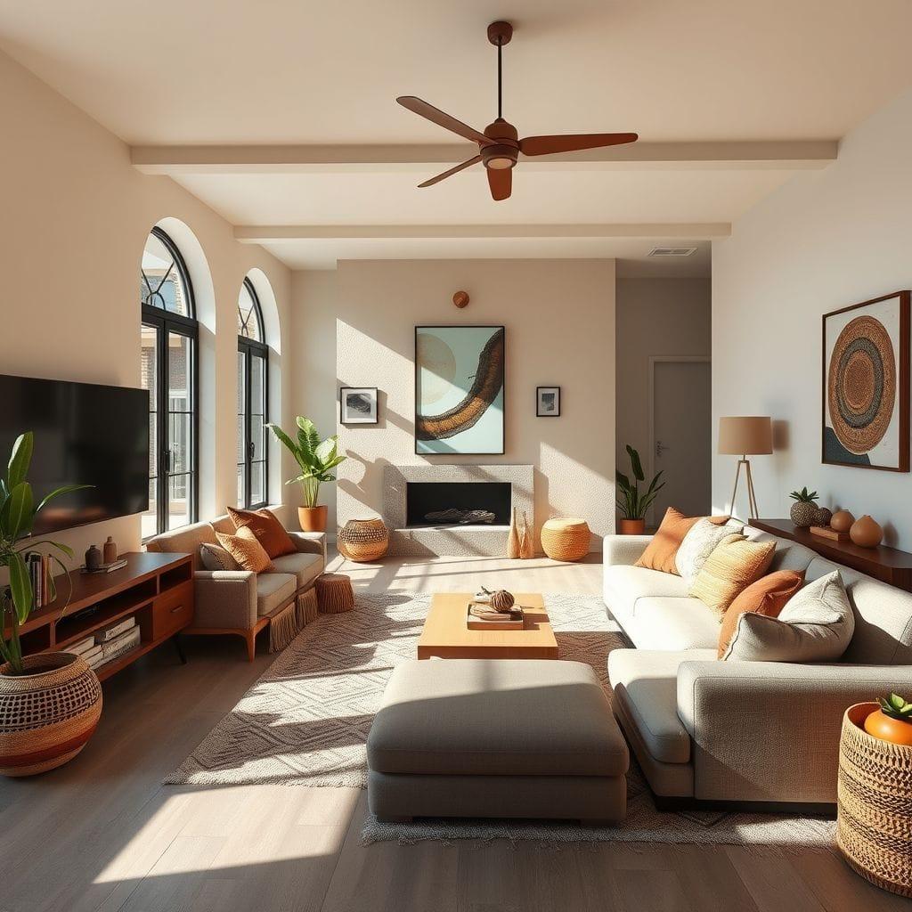 Modern Boho entertainment room - AI Generated