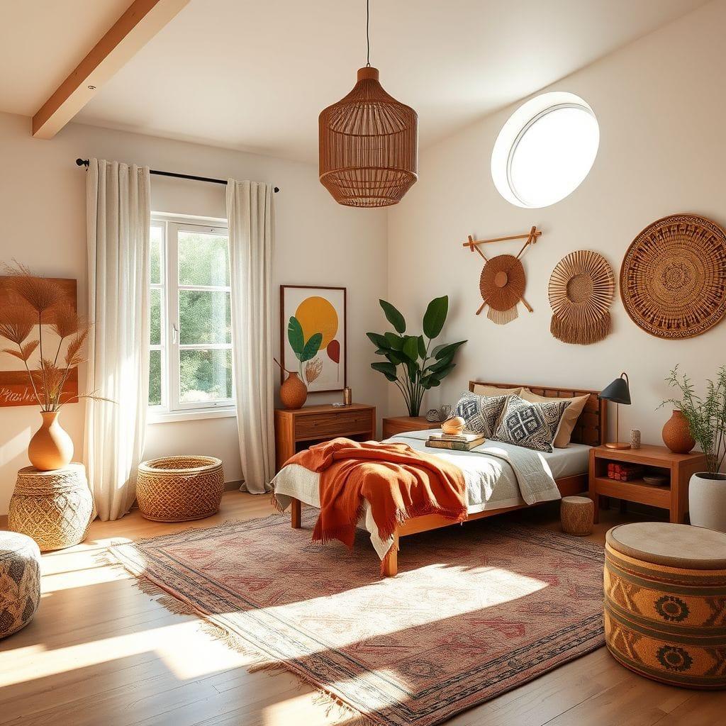 Modern Boho guest room - AI Generated