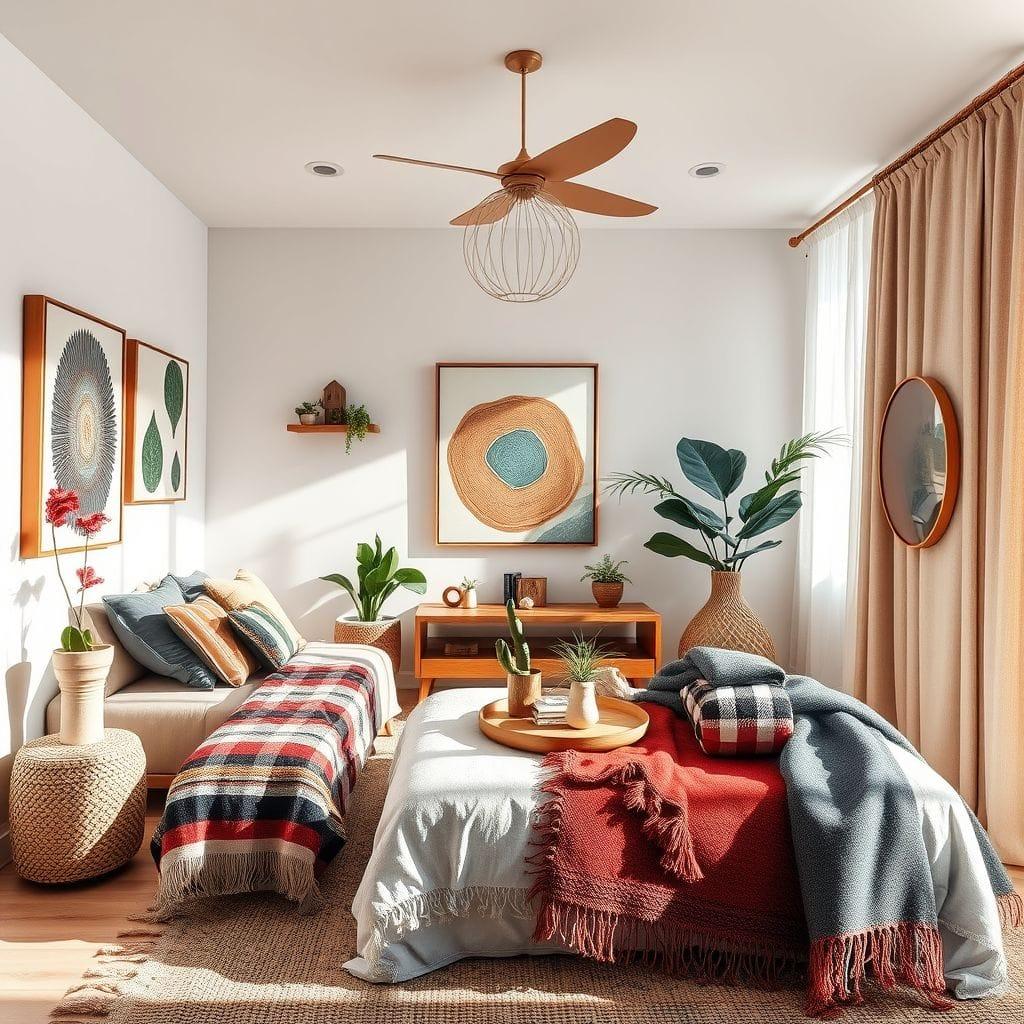 Modern Boho guest room - AI Generated