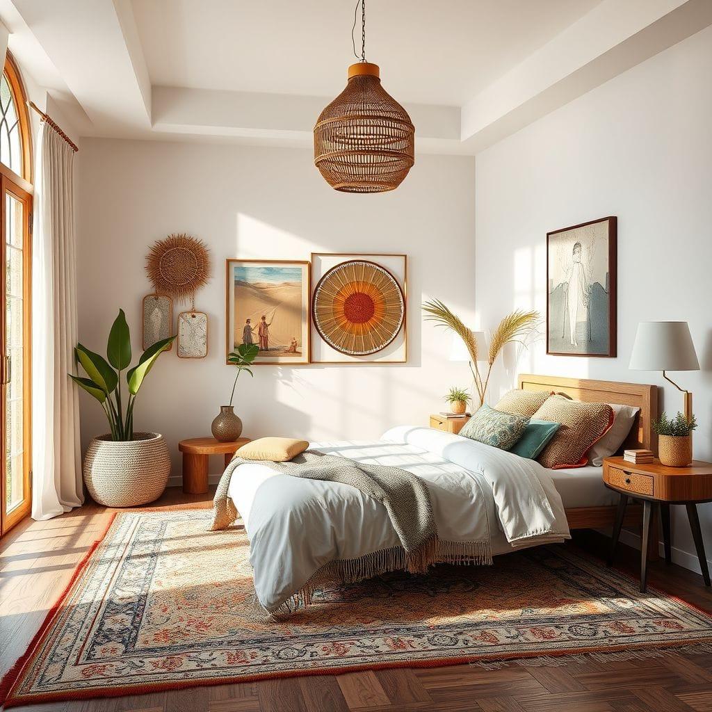 Modern Boho guest room - AI Generated