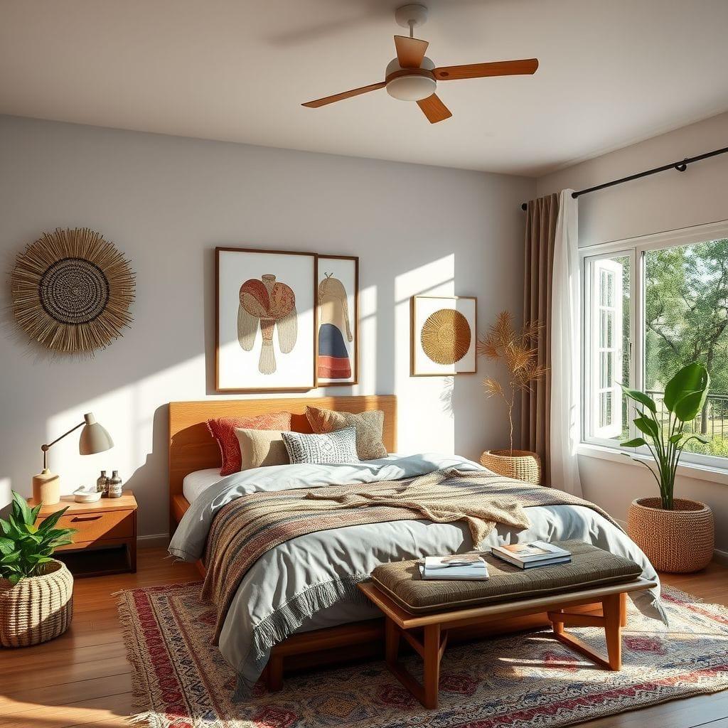 Modern Boho guest room - AI Generated