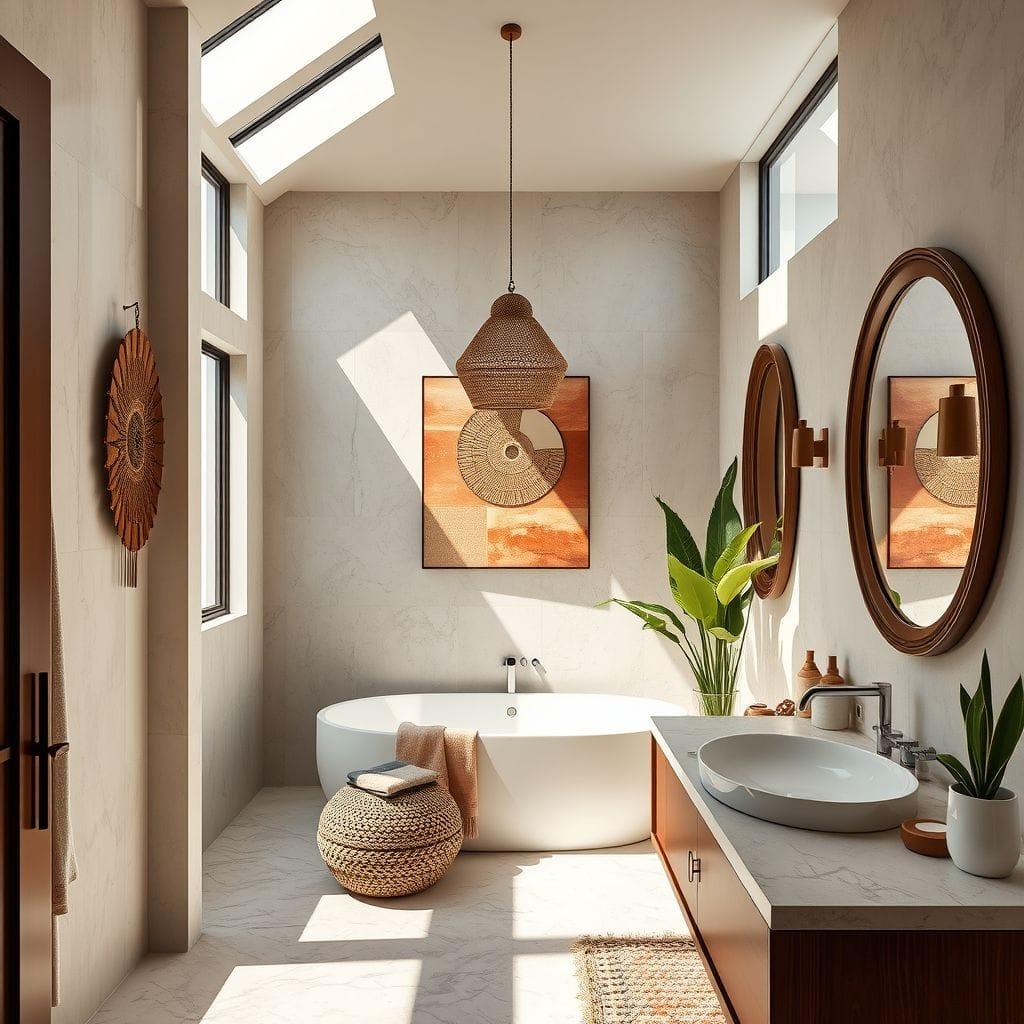 Modern Boho hotel bathroom - AI Generated