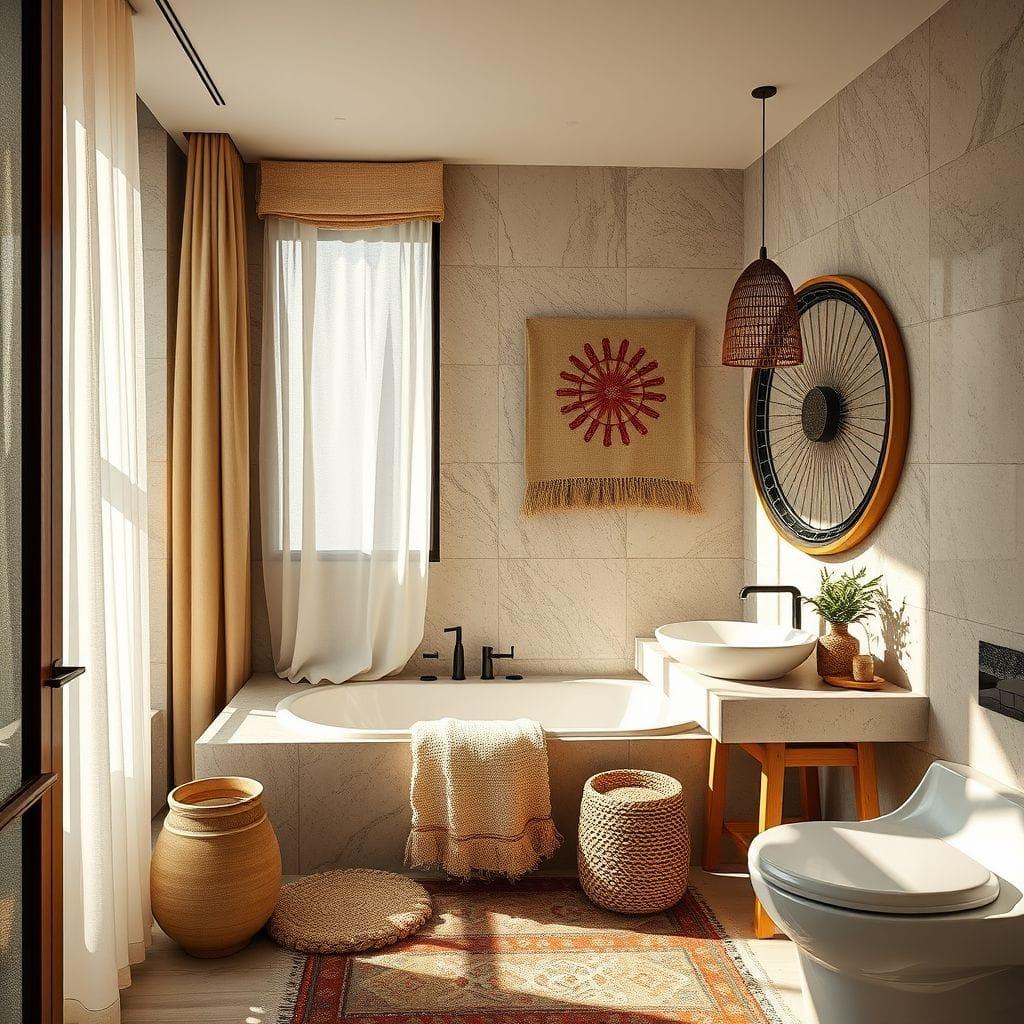 Modern Boho hotel bathroom - AI Generated