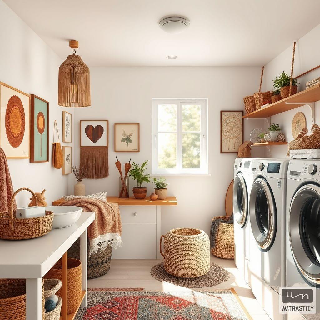 Modern Boho laundry room - AI Generated