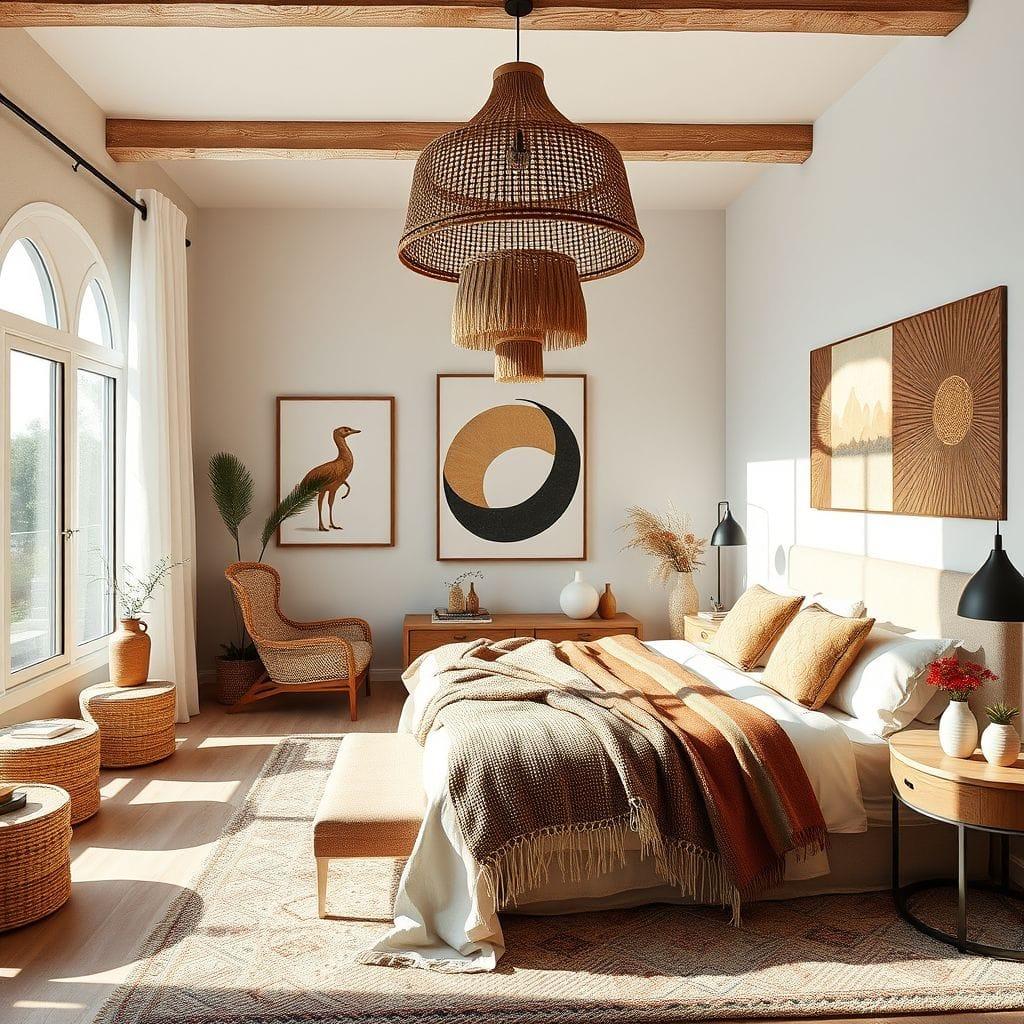 Modern Boho master bedroom - AI Generated