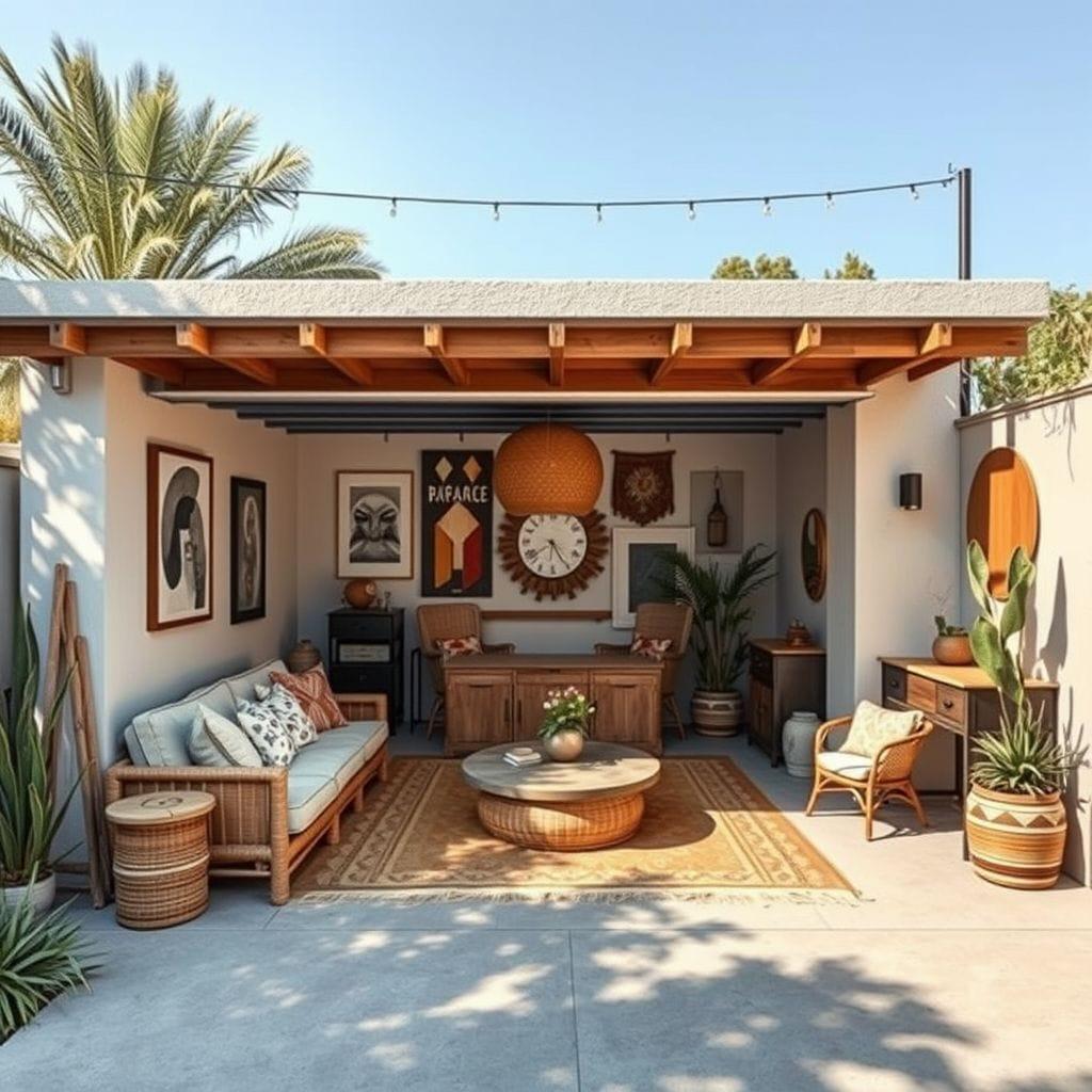 Modern Boho outdoor garage - AI Generated