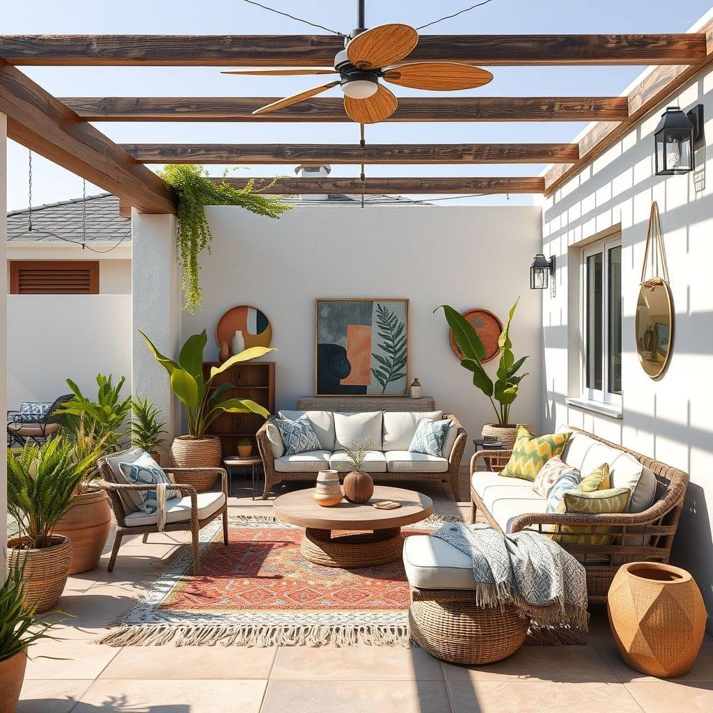 Modern Boho outdoor patio - AI Generated