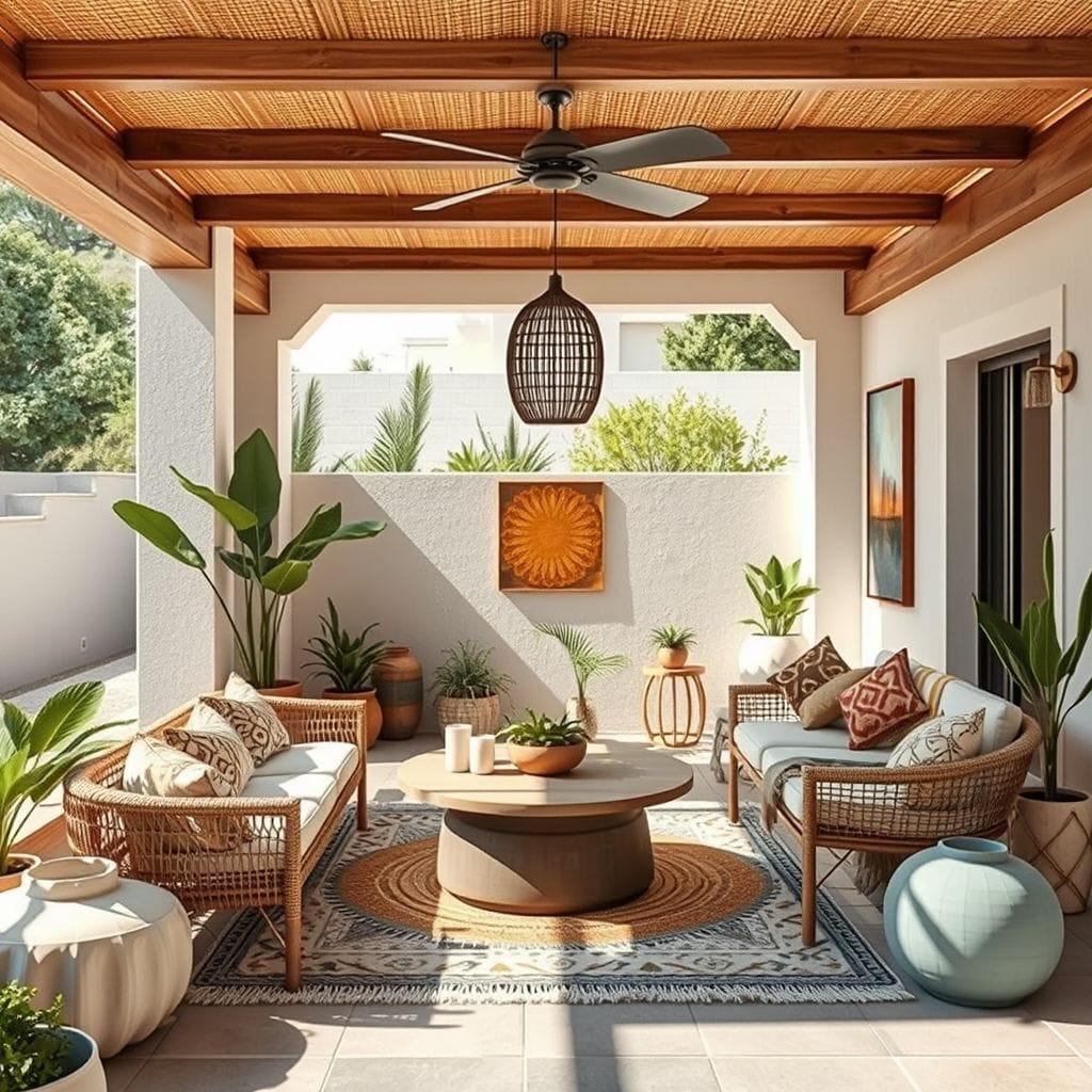 Modern Boho outdoor patio - AI Generated
