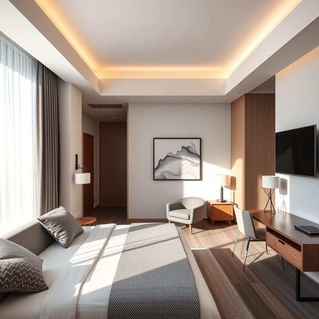 Modern hotel room - AI Generated