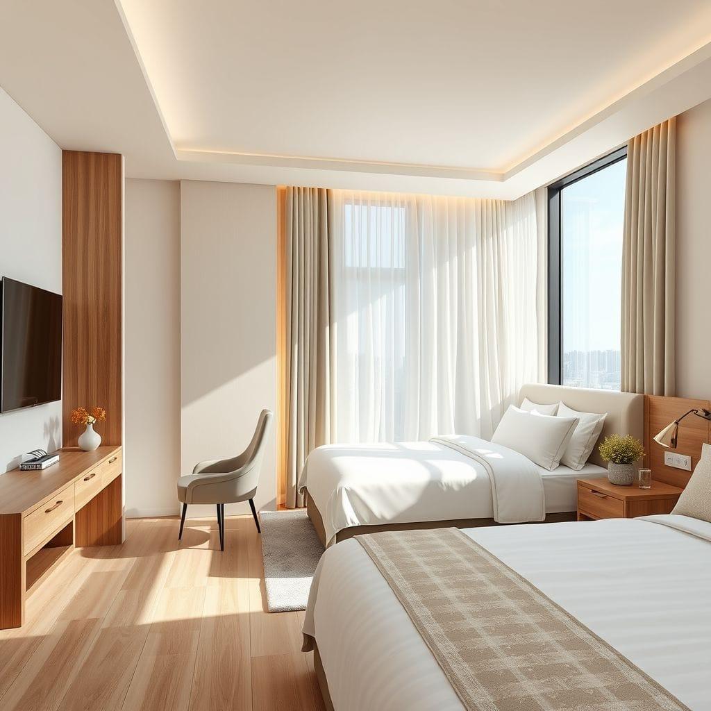 Modern hotel room - AI Generated