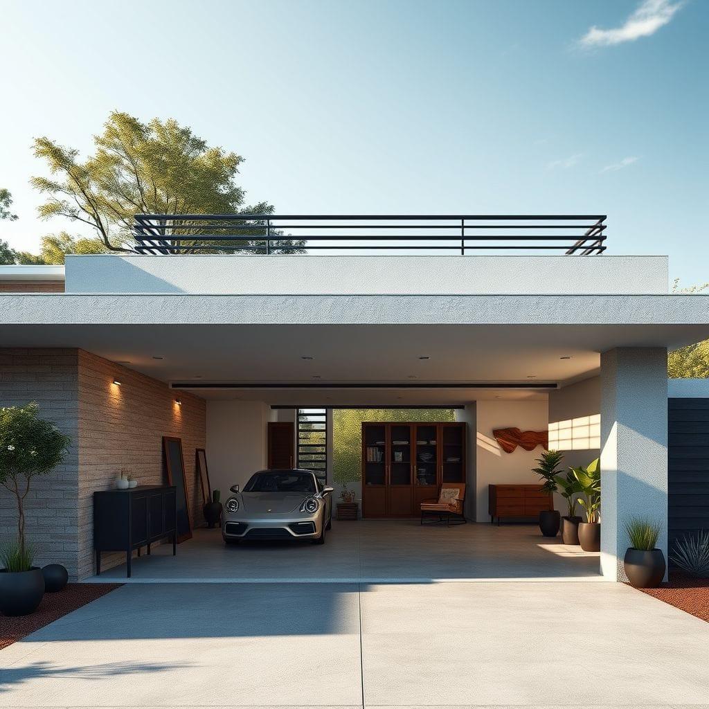 Modern outdoor garage - AI Generated