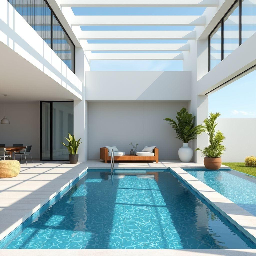 Modern outdoor pool area - AI Generated
