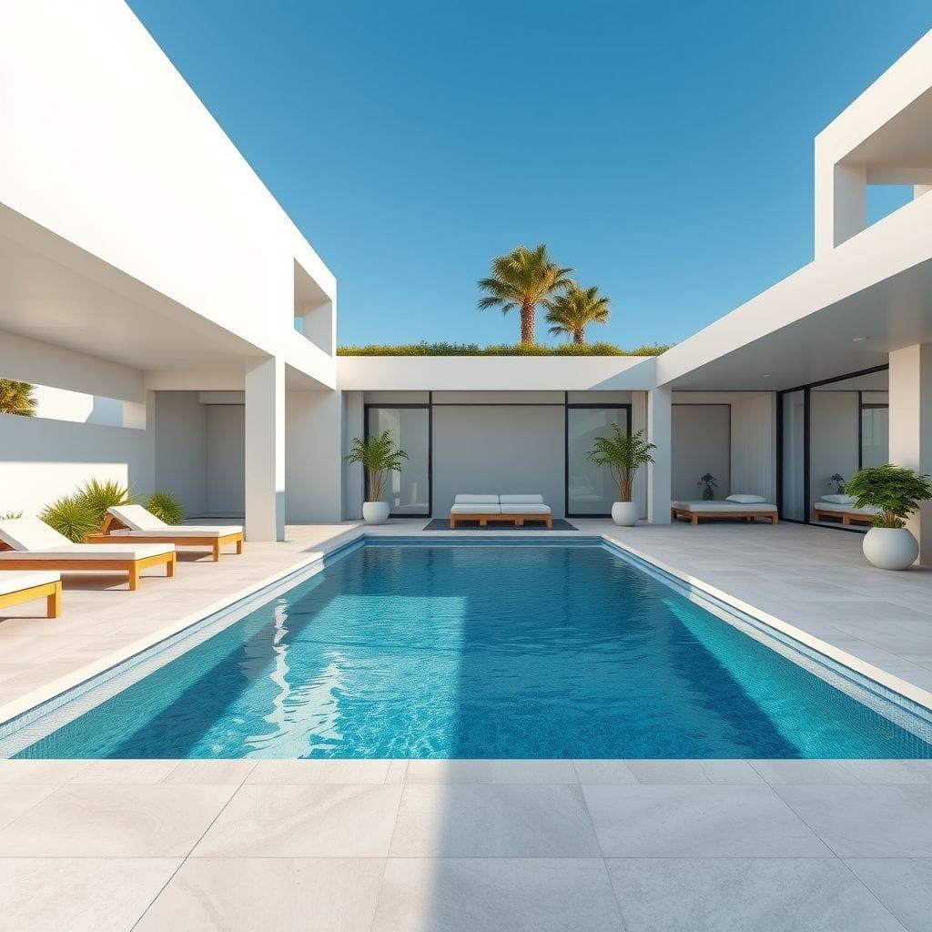 Modern outdoor pool area - AI Generated