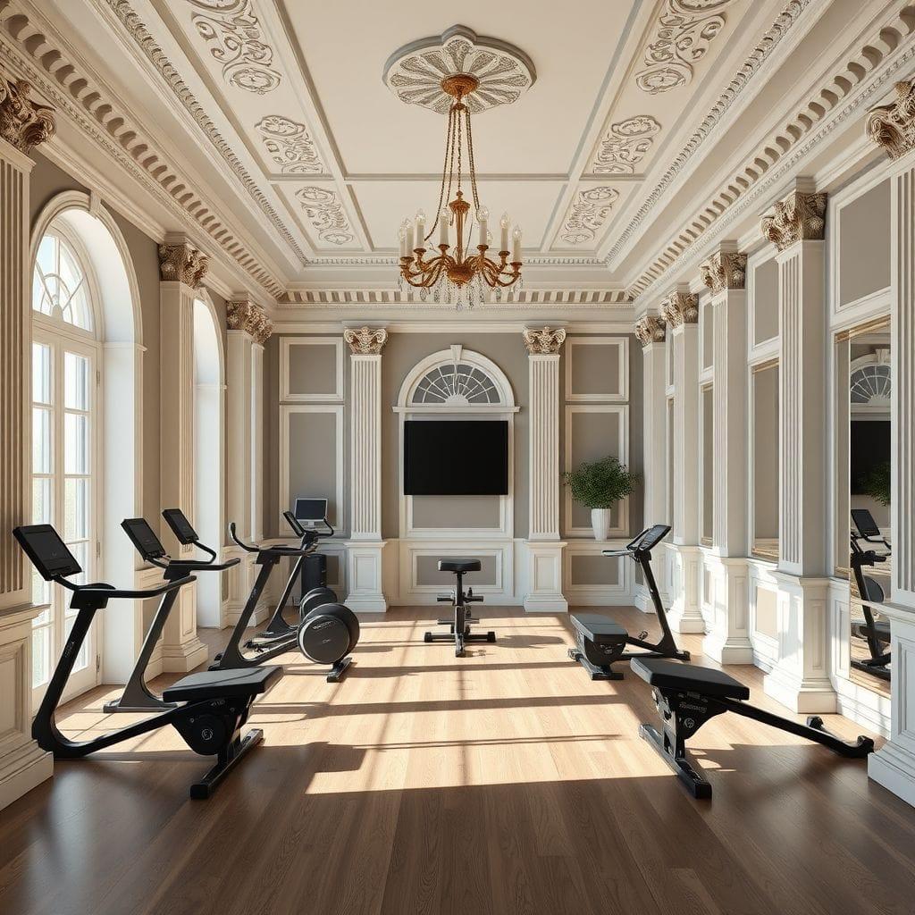 Neoclassic home gym - AI Generated