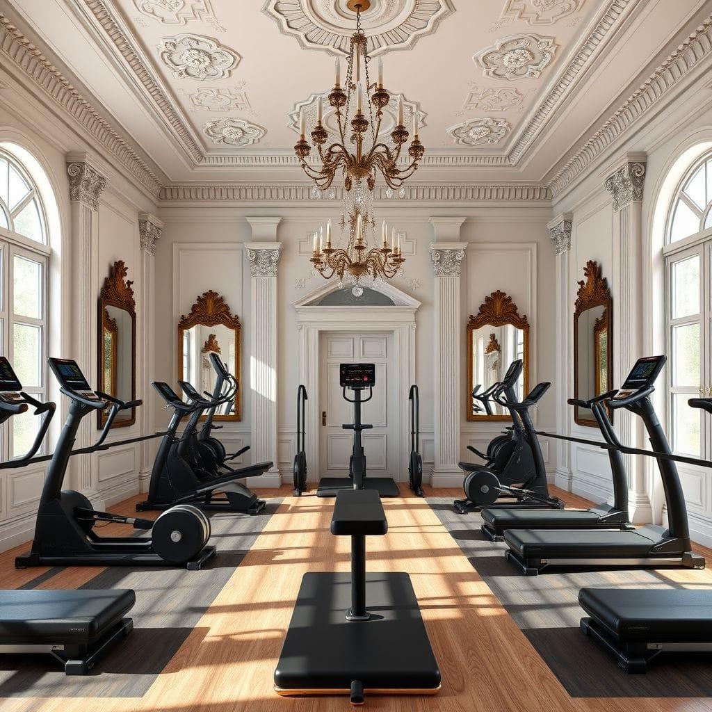 Neoclassic home gym - AI Generated