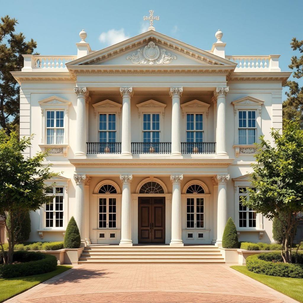 Neoclassic house exterior - AI Generated