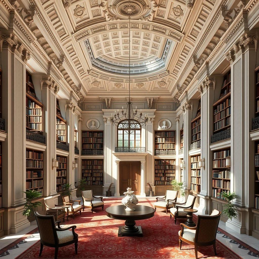 Neoclassic library - AI Generated