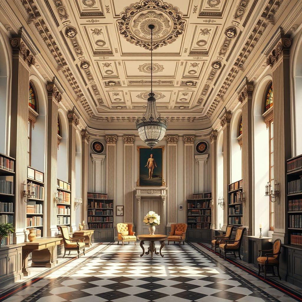 Neoclassic library - AI Generated