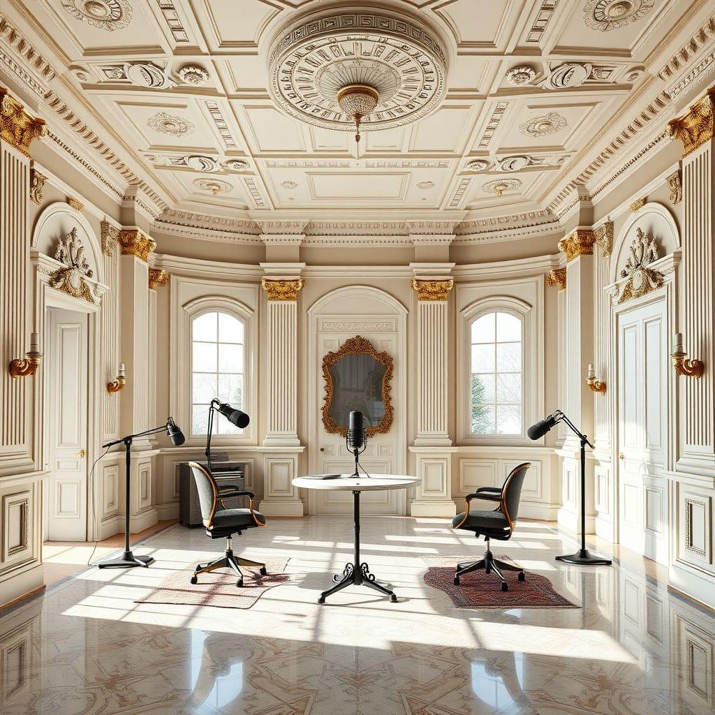 Neoclassic podcast studio - AI Generated