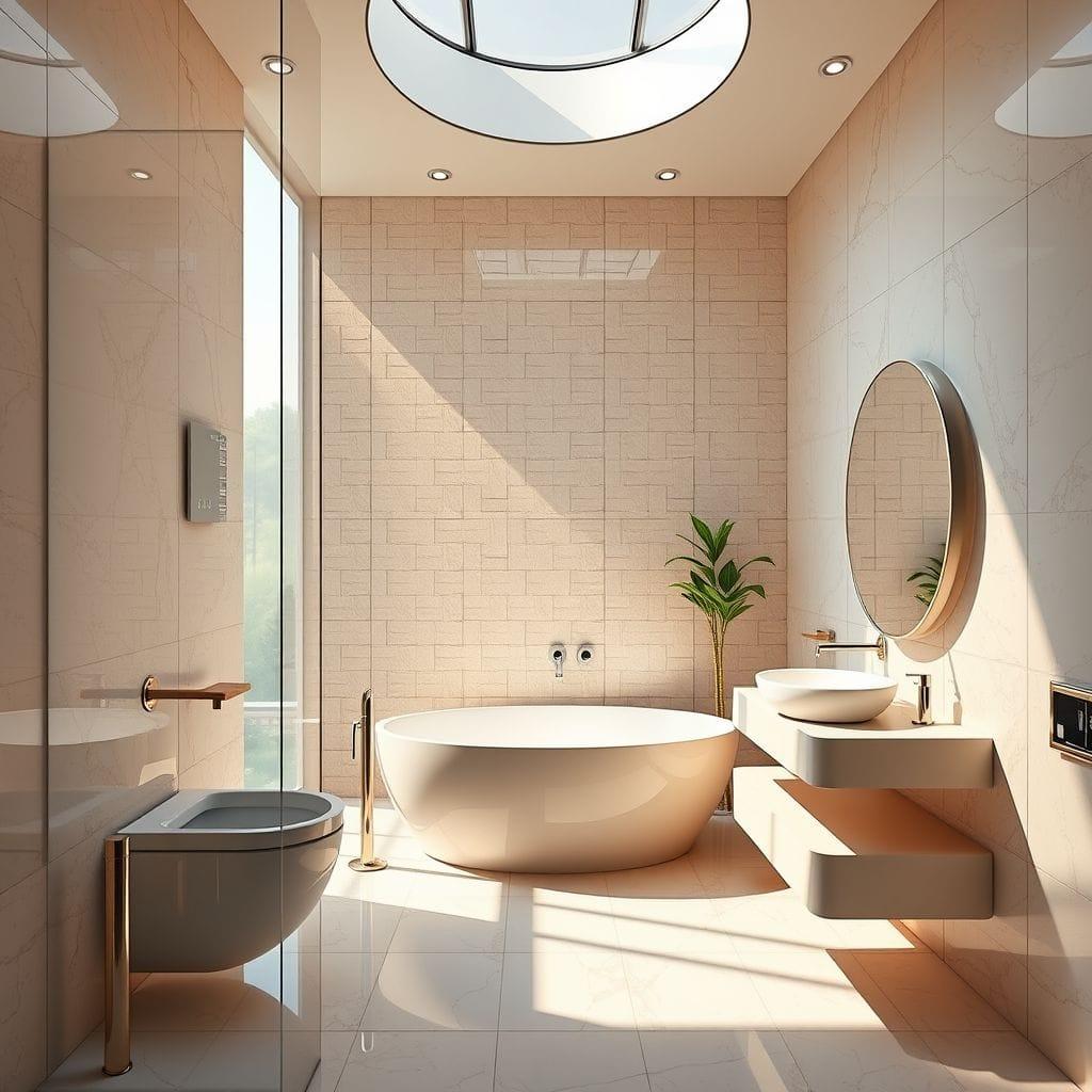 Retro Futuristic bathroom - AI Generated