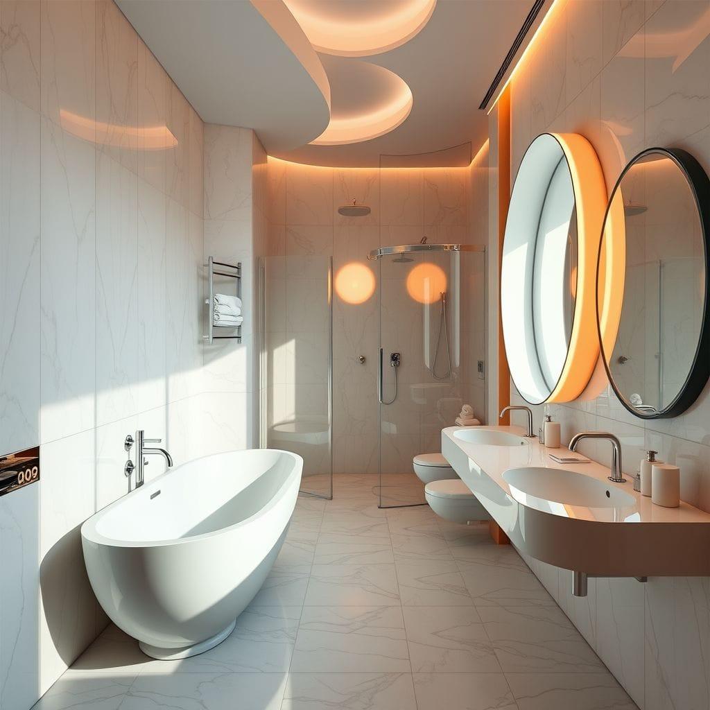 Retro Futuristic hotel bathroom - AI Generated