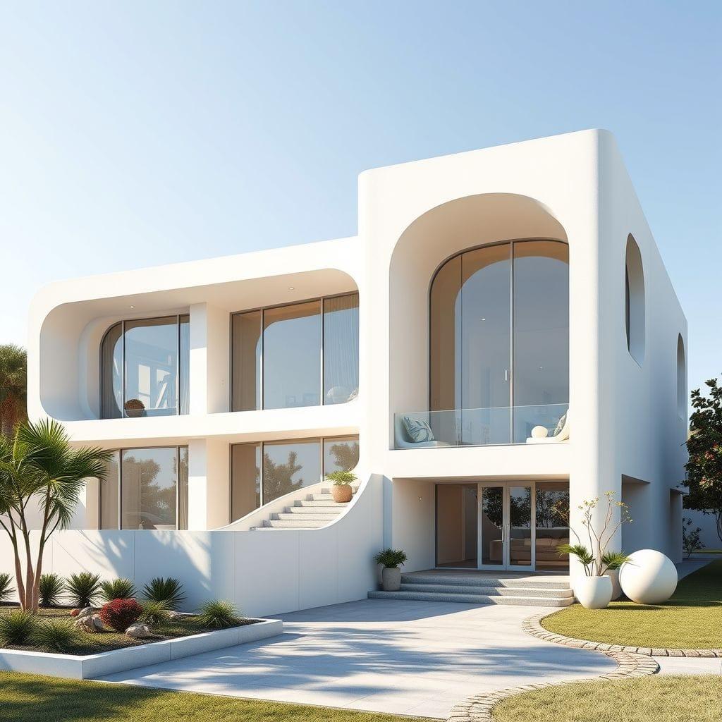 Retro Futuristic house exterior - AI Generated