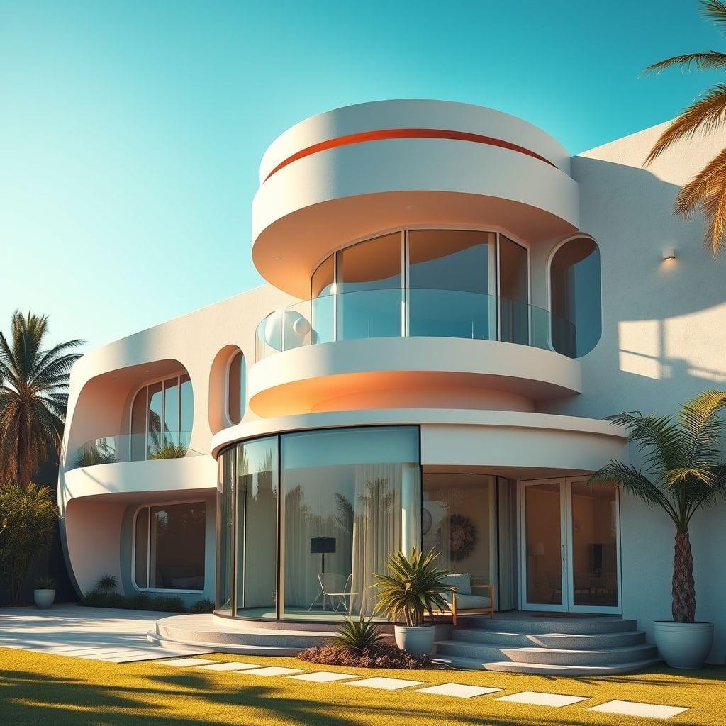 Retro Futuristic house exterior - AI Generated