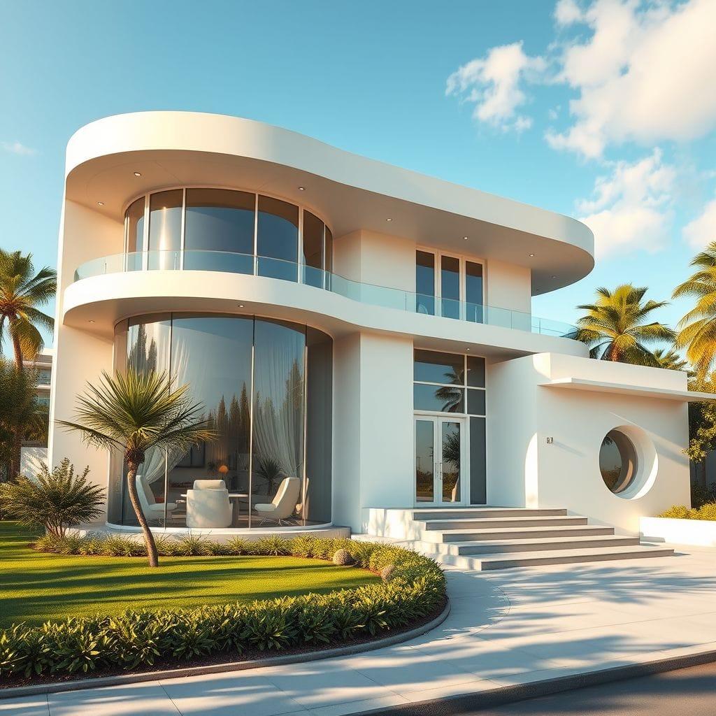 Retro Futuristic house exterior - AI Generated